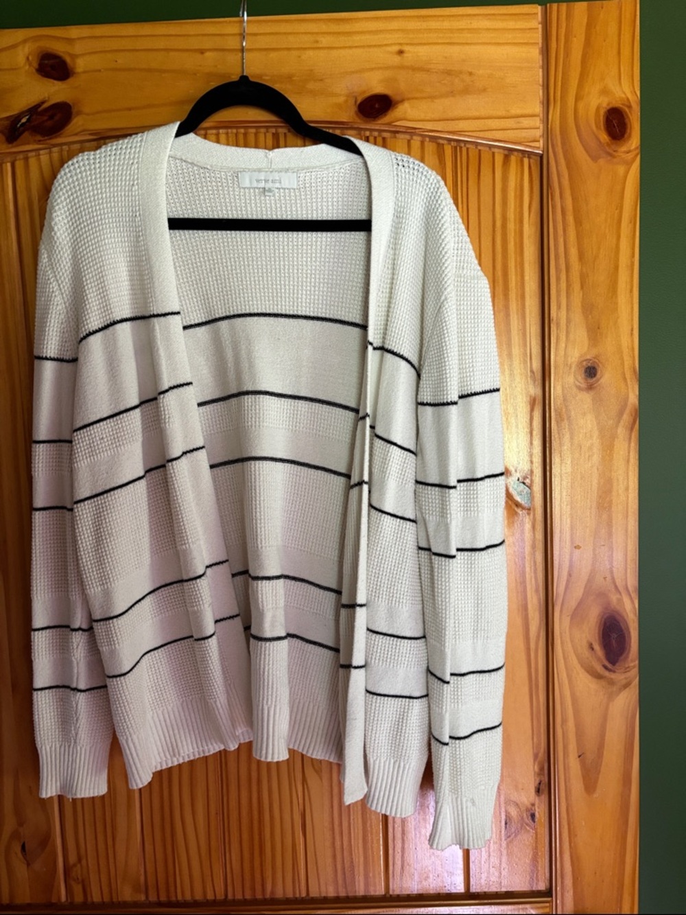 Verve Ami Cream Open-Front Cardigan with Black Stripes
